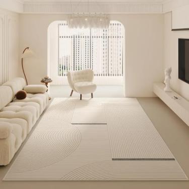 Imagem de Tapete creme para sala de estar, tapete luxuoso para quarto, cabeceira, carpete minimalista para casa (200 x 300 cm/X-QR 6)