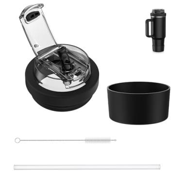 Imagem de JHZWD Tampa de canudo dobrável à prova de vazamento para Stanley Quencher H2.0 Tumbler 1,134 g - Conjunto de tampa e bota de silicone à prova de derramamento para Stanley, capa à prova de poeira com