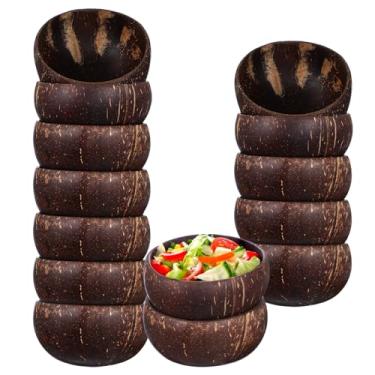 Imagem de DOPENSPI 14 tigelas de casca de coco, tigela pequena de coco natural polida, pratos de servir à mão para salada, lanches, açaí, iogurte, nozes