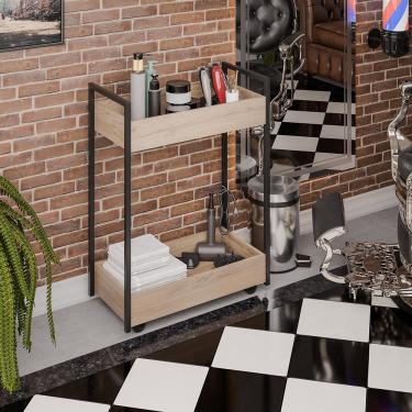 Imagem de Carrinho De Apoio Estética Salão Industrial 2 Prateleiras Orla Pret M13 - D'rossi Freijó