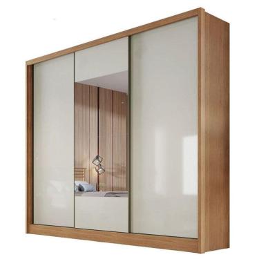 Imagem de Guarda Roupa Casal Medelim 3 Portas 8 Gavetas Cumaru 25 Fendi Com Espelho - Horizonte