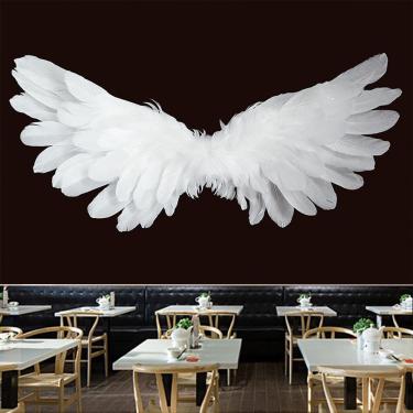 Imagem de Tapeçaria para pendurar na parede Angel Feather Wings branca 150cm x 130cm