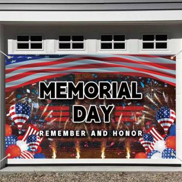 Imagem de Tapeçaria para pendurar na parede Memorial Day USA Flag 150 cm x 100 c