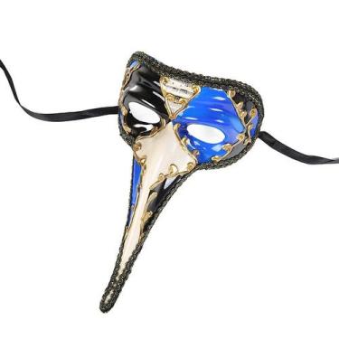 Imagem de Máscara de mascarada em azul veneziano e preto Plague Doctor Design - 