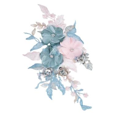 Imagem de letsinstyle Aplique de flores de contas de renda 3D, apliques florais bordados de lantejoulas costuradas, acessório de remendo de flores para vestidos de noiva, roupas, artesanato DIY