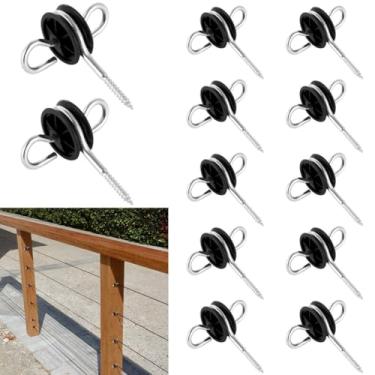 Imagem de 24 âncoras de alça de portão de cerca elétrica, isoladores de poste de madeira de anel duplo para cercas, ferramentas de montagem rosqueadas