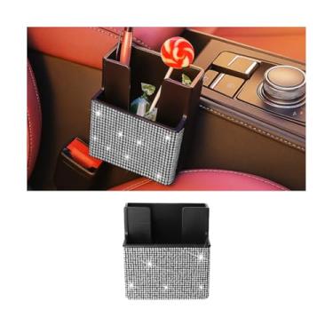Imagem de Sandfren Organizador lateral de assento de carro brilhante, suporte de bolsa de armazenamento de veículo com strass de cristal para documentos de telefone, acessórios de caixa de organização