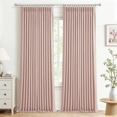 Imagem de Cortinas blackout rosa para quarto plissadas com memória, 2 painéis, 2 painéis, lindo, camada dupla, à prova de som, térmica, elegante, cortina e cortinas para sala de estar, 2,5 m de comprimento