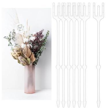 Imagem de 240 peças porta-cartões de buquê transparente, palitos florais de plástico, porta-cartão de flor, palito de flor de cabeça reta, palito de cartão de arranjo de flores para casamentos, dia dos