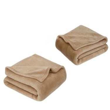 Imagem de Manta Casal, Coberta Manta Cobertor Casal Microfibra Lisa Antialérgica Coberta Macia Quentinha, 1,80x2,00m(BEGE,2 COBERTAS)