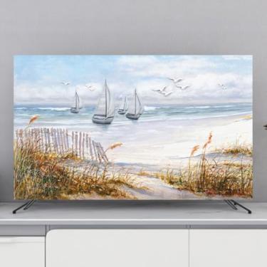 Imagem de Capa de TV Cobertura contra poeira para TV interna 32-80 polegadas Capas de televisão/computador para pendurar/desktop/protetor de tela curva Fabic para LCD, LED, capas planas de monitor de