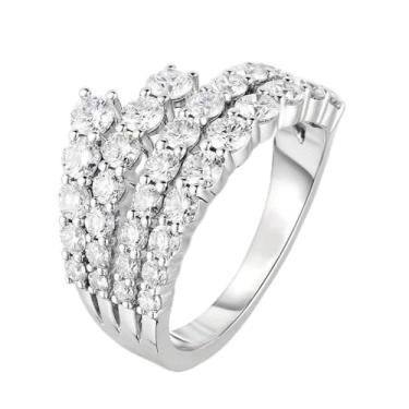 Imagem de Anéis de noivado de zircônia cúbica de luxo banhados a ouro branco, alianças de compromisso, festas noturnas, presentes de dia dos namorados, alianças de eternidade para mulheres, 8, Cobre, Sem pedra