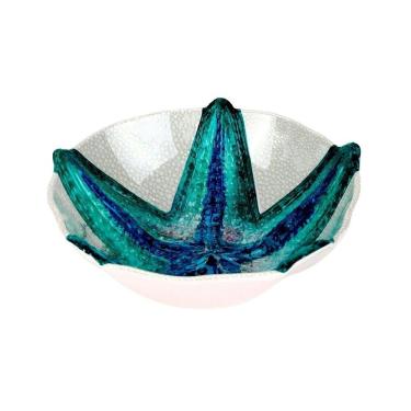 Imagem de Bowl Cumbuca de Melamina Bege C/Desenho Marinho Estrela do Mar Azul 19x7cm Entrecasa