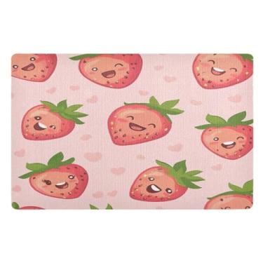 Imagem de STAYTOP Tapete de porta fofo de morangos, entrada externa 81 x 50 cm, tapete de boas-vindas para uso externo/interno, tapetes de banho fofos, capacho frontal antiderrapante para entrada, pátio, áreas