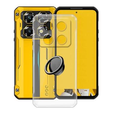 Imagem de YQINHHME Capa de telefone para Oukitel WP60 5G (18.3 cm) Capa com suporte de anel de dedo de rotação de 360 graus, silicone macio transparente [ultrafino X à prova de choque] Capa de TPU para Oukitel