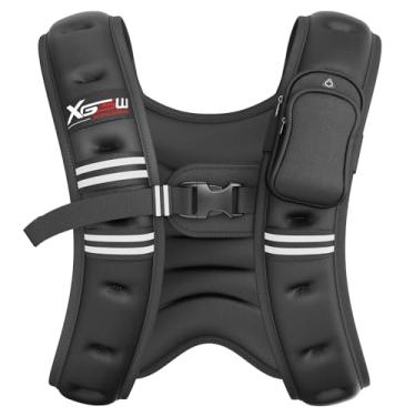 Imagem de XGSW Colete ponderado, 2,7 kg/3,6 kg/5,4 kg/7,3 kg/9,1 kg, colete com faixa refletiva para treino, fitness, corrida, treinamento de força, musculação, perda de peso, halterofilismo (preto, 3,6 kg)