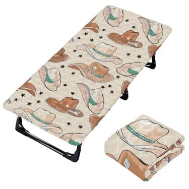Imagem de Burbuja Lençol de berço de chapéu de cowboy para crianças, lençol de cochilo acolchoado portátil com faixa elástica para meninas e meninos, lavável na máquina, 63,5 x 127 cm