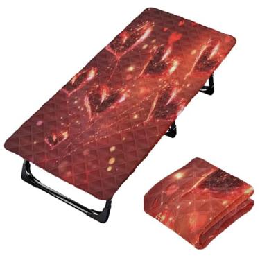 Imagem de Burbuja Lençol de berço de fogos de artifício Red Heart para crianças, lençol de cochilo acolchoado portátil com faixa elástica para meninas e meninos, lavável na máquina, 63,5 x 127 cm