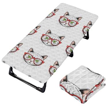 Imagem de Burbuja Lençol de berço para gatos usando óculos para crianças, lençol acolchoado portátil com elástico para meninas e meninos, lavável na máquina, 63,5 x 127 cm