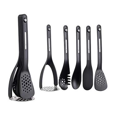 Imagem de KitchenCraft MasterClass Smart Space Nesting Conjunto de utensílios de cozinha magnéticos, silicone, preto, 9 x 9 x 30 cm, pacote com 5
