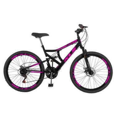 Imagem de Bicicleta Aro 26 Kls Full Suspension Gold 45MM Freio Disco Mtb 21 Marc