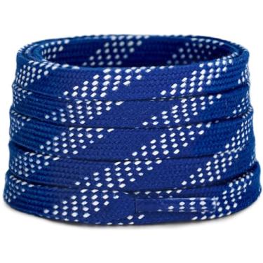 Imagem de Lacesgian Cadarços de skate de hóquei no gelo de poliéster encerado de grau profissional – Cadarços de substituição duráveis com ponta moldada para patins de gelo e botas, azul royal, 72"/180cm