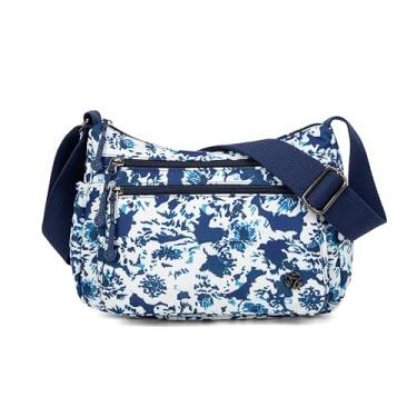 Imagem de Wytidian Bolsas transversais femininas à prova d'água de nylon bolsa de ombro espaçosa com vários bolsos carteiro bolsas de mão, Ciano-floral 03