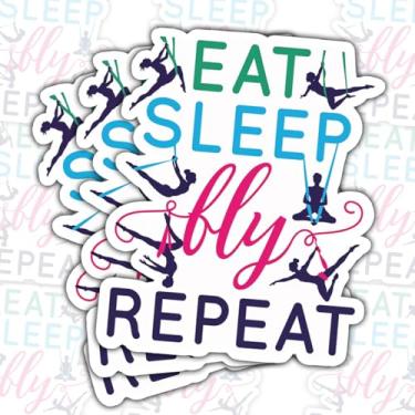 Imagem de 3 peças Eat Sleep Fly Repeat adesivos aéreos, adesivos engraçados de vinil de argola acrobata de circo, presentes para dançarinos aéreos, artistas, treinadores, para laptop, garrafa de água, copo