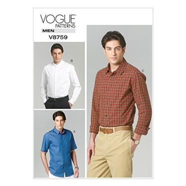 Imagem de VOGUE PATTERNS Camisa masculina V8759, tamanho MUU (34-36-38-40)