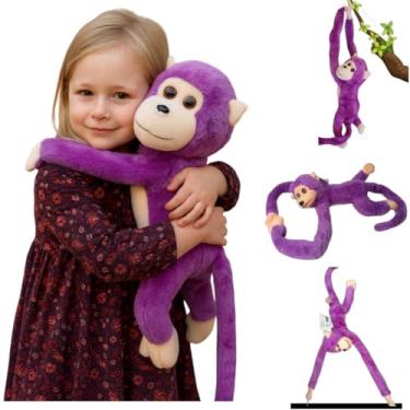 Imagem de Macaco Pelúcia Brinquedo Abraçador com Som e Led (Roxo)