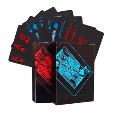 Imagem de Kit 2 Baralhos Black Vermelho e Azul Resistente A Água Anti Rasgo Poker Mágica