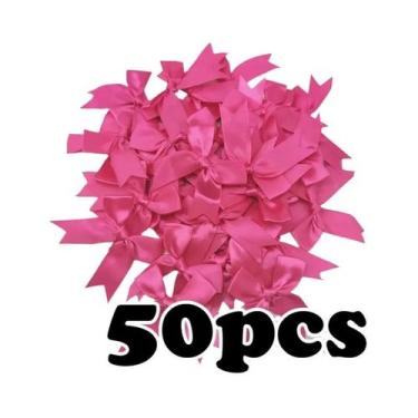 Imagem de Laços De Fita De Cetim Rosa Fresco De 1 Polegada 50pcs Poliéster Decor