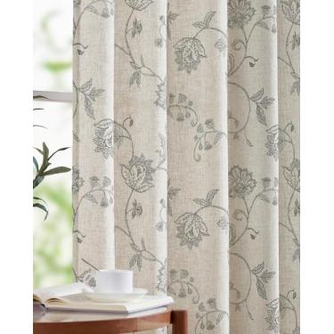 Imagem de Cortinas jinchan Floral Linen, 24 cm de comprimento, filtragem de luz