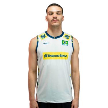 Imagem de Camisa de Vôlei Regata Brasil 2025 Branca Masculina-Masculino