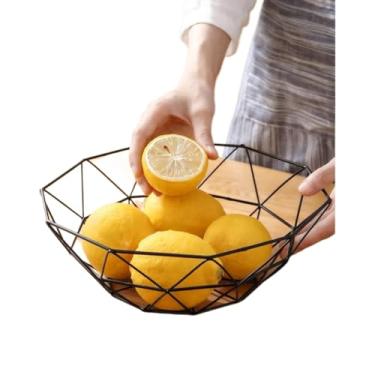 Imagem de Cesta de Fruteira Aramada Modelo Com Acabamento Multiuso Preto