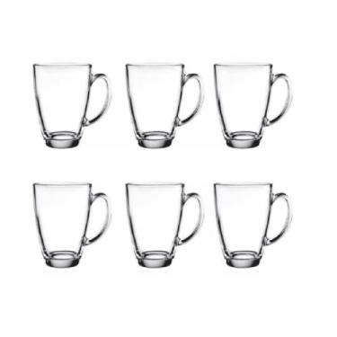 Imagem de Conjunto 6 Unidades Canecas 12x11CM Copo Original Glass 310ML Copos Vidro Transparente Elegante E Resistente