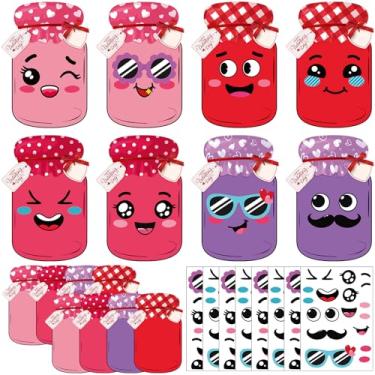 Imagem de Funrous 32 peças de pote de doces para o dia dos namorados, kit de artesanato engraçado, feliz dia dos namorados, cartões de troca de presentes, suprimentos de artesanato DIY para lembrancinhas de