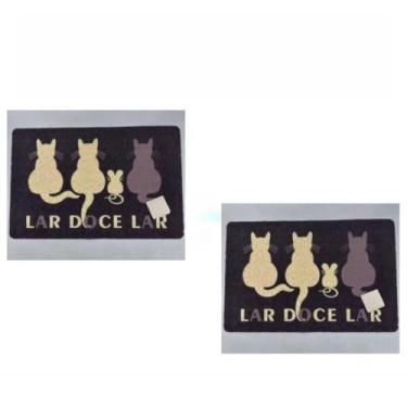 Imagem de Tapete Bem Vindo Lar Doce Lar Capacho Antiderrapante Porta de Entrada Estampas Divertidas(KIT COM 2 Tapetes)