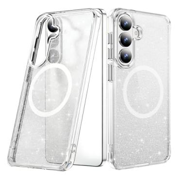 Imagem de COTDINFOR Capa com glitter para Samsung Galaxy S24 Ultra, compatível com Magsafe Cute Sparkly para mulheres e meninas, capa protetora de TPU transparente à prova de choque para Samsung Galaxy S24