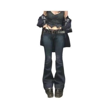 Imagem de Calças Jeans Femininas Casual De Cintura Alta Slim Fit Y2K Retro Denim