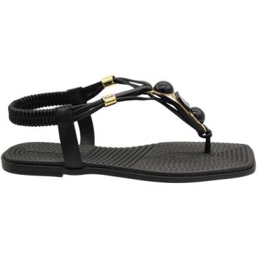 Imagem de Sandália Rasteira Moleca Atenas Apliques Tiras Finas Feminina, 35, Pre