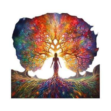 Imagem de Pintura Em Diamante 5D De Menina Fantástica Árvore Da Vida, Bordado De