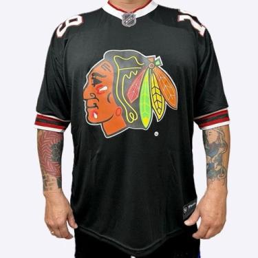 Imagem de Camisa camiseta hóquei Blackhawks oversized unissex, M, Drifit