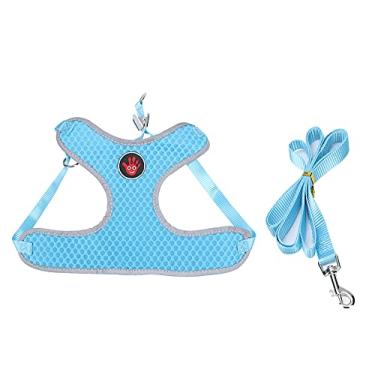 Imagem de Ainoli poliéster malha respirável estilo colete para animais de estimação cinta peitoral puxando corda de tração para cães gatos (eu)