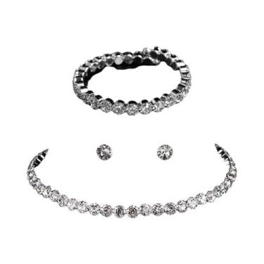 Imagem de Conjunto De Joias Minimalistas Femininas Da Moda 4 Peças Colar Brincos