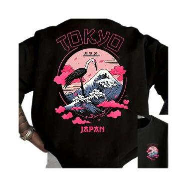 Imagem de Camiseta Casual De Algodão Para Homens, Estampada, Solta, Com Gola Red