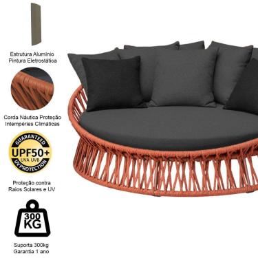 Imagem de Chaise área Externa Monza Alumínio Corda Náutica Trama Terra Cota