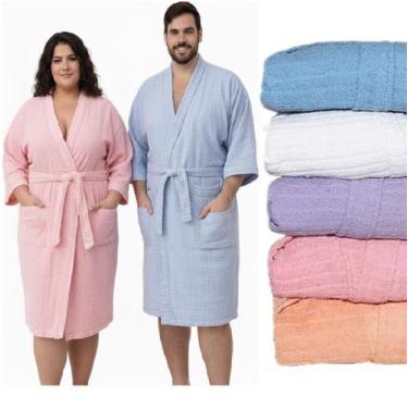 Imagem de Roupão Plus Size GG, 3G e 4G Atoalhado Algodão Fluffy Premium Unissex 