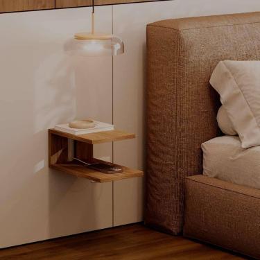 Imagem de Mesa de Cabeceira Oslo Freijo Cama Quarto Sala 23x15cm