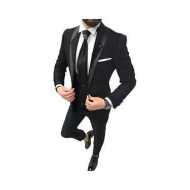 Imagem de Conjunto De Terno Slim Fit Masculino De 3 Peças: Blazer, Colete E Calç